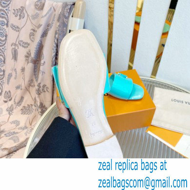 Louis Vuitton Shake Flat Mules in Patent calf leather Turquoise Green 2023