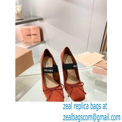 Miu Miu heel 9.5cm Satin pumps cocoa brown 2023