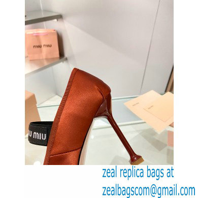 Miu Miu heel 9.5cm Satin pumps cocoa brown 2023 - Click Image to Close