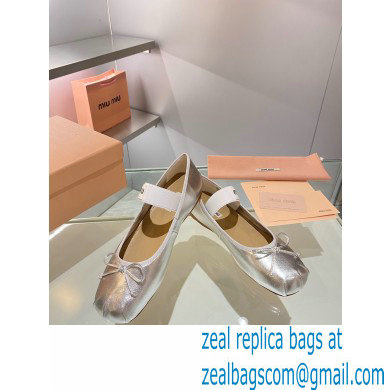 Miu Miu leather Ballerinas silver 2023 - Click Image to Close