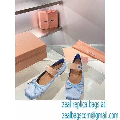 Miu Miu satin Ballerinas lake blue 2023 - Click Image to Close