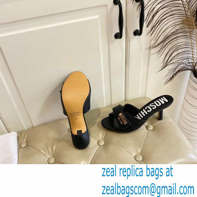 Moschino Heel 6.5cm Metal Logo foiled calfskin sandals Black 2023