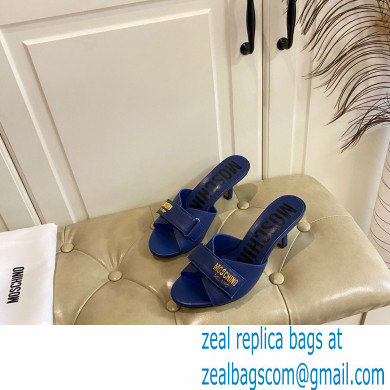 Moschino Heel 6.5cm Metal Logo foiled calfskin sandals Blue 2023