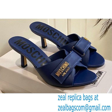 Moschino Heel 6.5cm Metal Logo foiled calfskin sandals Blue 2023 - Click Image to Close