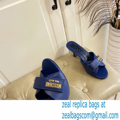 Moschino Heel 6.5cm Metal Logo foiled calfskin sandals Blue 2023