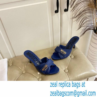 Moschino Heel 6.5cm Metal Logo foiled calfskin sandals Blue 2023 - Click Image to Close