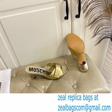 Moschino Heel 6.5cm Metal Logo foiled calfskin sandals Gold 2023