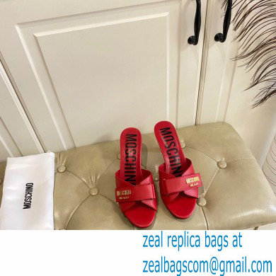 Moschino Heel 6.5cm Metal Logo foiled calfskin sandals Red 2023