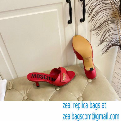 Moschino Heel 6.5cm Metal Logo foiled calfskin sandals Red 2023