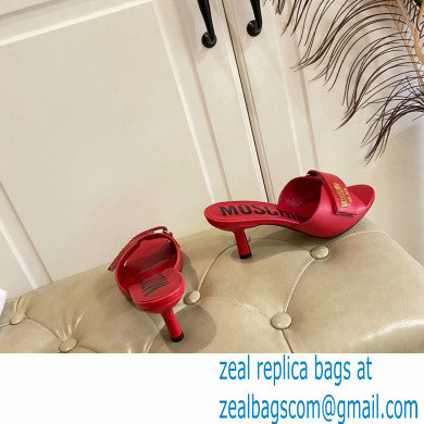 Moschino Heel 6.5cm Metal Logo foiled calfskin sandals Red 2023