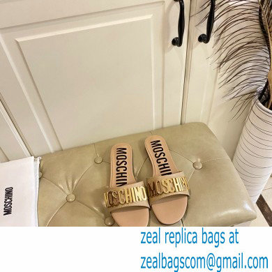 Moschino Metal Logo flat sandals Beige 2023