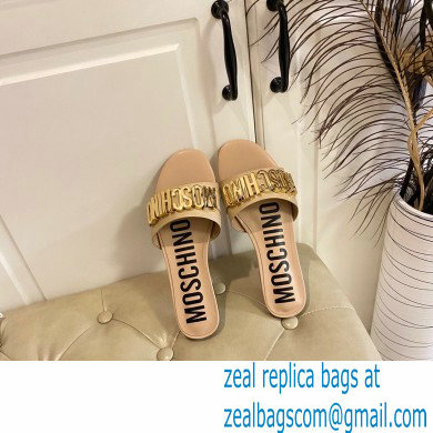 Moschino Metal Logo flat sandals Beige 2023