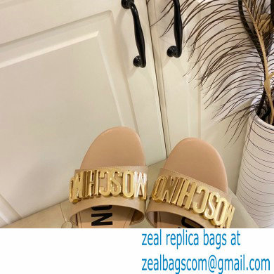 Moschino Metal Logo flat sandals Beige 2023