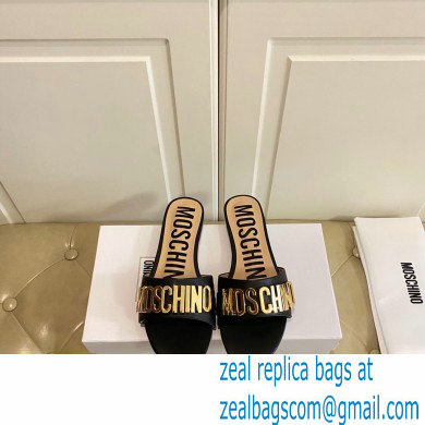 Moschino Metal Logo flat sandals Black 2023