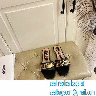 Moschino Metal Logo flat sandals Black 2023