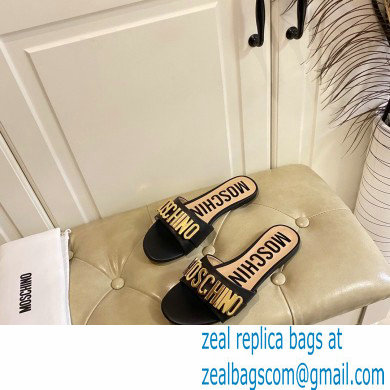 Moschino Metal Logo flat sandals Black 2023