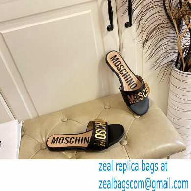 Moschino Metal Logo flat sandals Black 2023