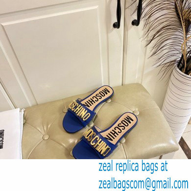 Moschino Metal Logo flat sandals Blue 2023 - Click Image to Close