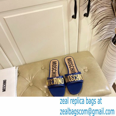 Moschino Metal Logo flat sandals Blue 2023 - Click Image to Close