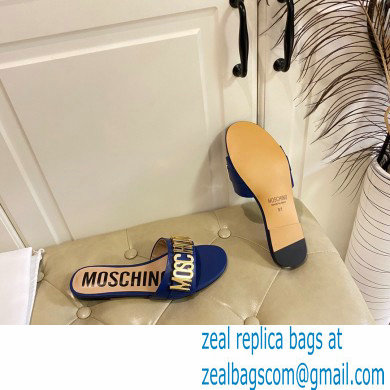 Moschino Metal Logo flat sandals Blue 2023