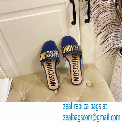 Moschino Metal Logo flat sandals Blue 2023