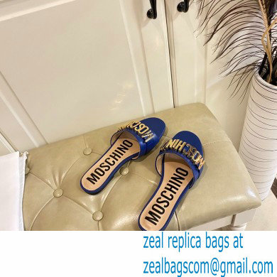 Moschino Metal Logo flat sandals Blue 2023 - Click Image to Close