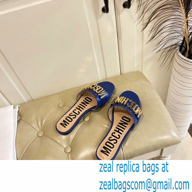 Moschino Metal Logo flat sandals Blue 2023