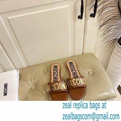 Moschino Metal Logo flat sandals Brown 2023