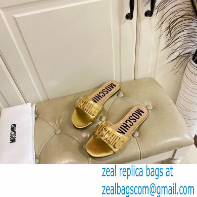 Moschino Metal Logo flat sandals Gold 2023