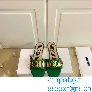 Moschino Metal Logo flat sandals Green 2023