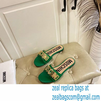 Moschino Metal Logo flat sandals Green 2023 - Click Image to Close