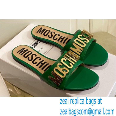 Moschino Metal Logo flat sandals Green 2023