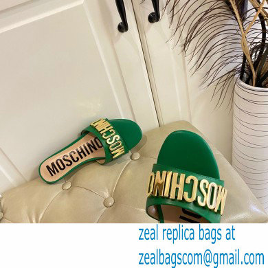 Moschino Metal Logo flat sandals Green 2023