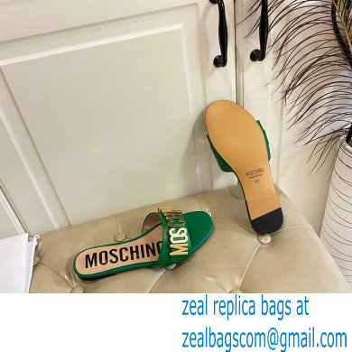 Moschino Metal Logo flat sandals Green 2023 - Click Image to Close