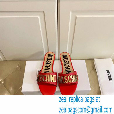 Moschino Metal Logo flat sandals Red 2023