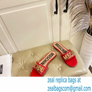 Moschino Metal Logo flat sandals Red 2023