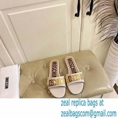 Moschino Metal Logo flat sandals White 2023