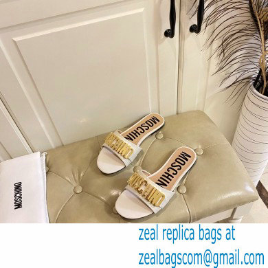 Moschino Metal Logo flat sandals White 2023