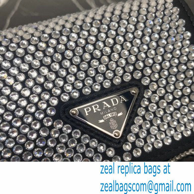 Prada Cardholder with shoulder strap and crystals Bag 1MR024 Black 2022 - Click Image to Close