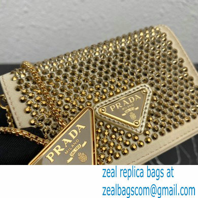 Prada Cardholder with shoulder strap and crystals Bag 1MR024 Gold 2023