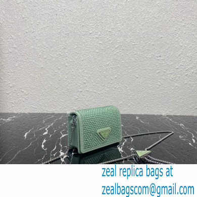 Prada Cardholder with shoulder strap and crystals Bag 1MR024 Green 2022