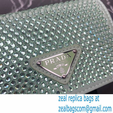 Prada Cardholder with shoulder strap and crystals Bag 1MR024 Green 2022