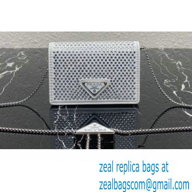 Prada Cardholder with shoulder strap and crystals Bag 1MR024 White 2022