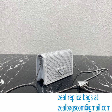 Prada Cardholder with shoulder strap and crystals Bag 1MR024 White 2022