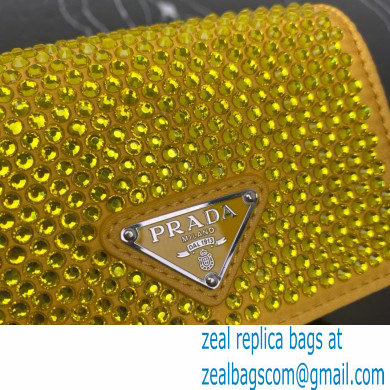 Prada Cardholder with shoulder strap and crystals Bag 1MR024 Yellow 2022