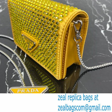 Prada Cardholder with shoulder strap and crystals Bag 1MR024 Yellow 2022