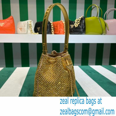 Prada Crystal Bucket Bag 1BE067 Gold 2022