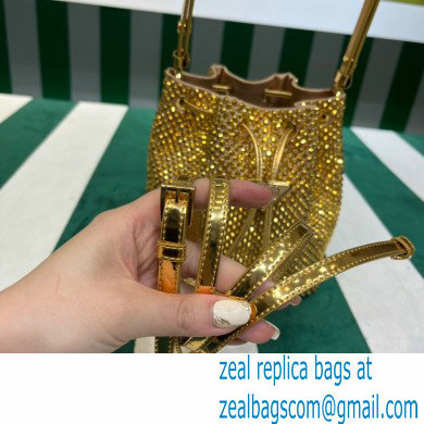 Prada Crystal Bucket Bag 1BE067 Gold 2022