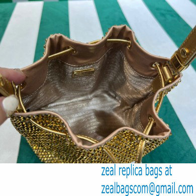 Prada Crystal Bucket Bag 1BE067 Gold 2022