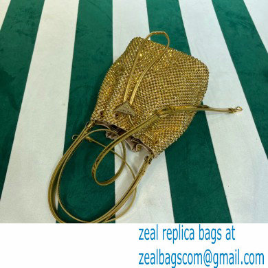 Prada Crystal Bucket Bag 1BE067 Gold 2022 - Click Image to Close